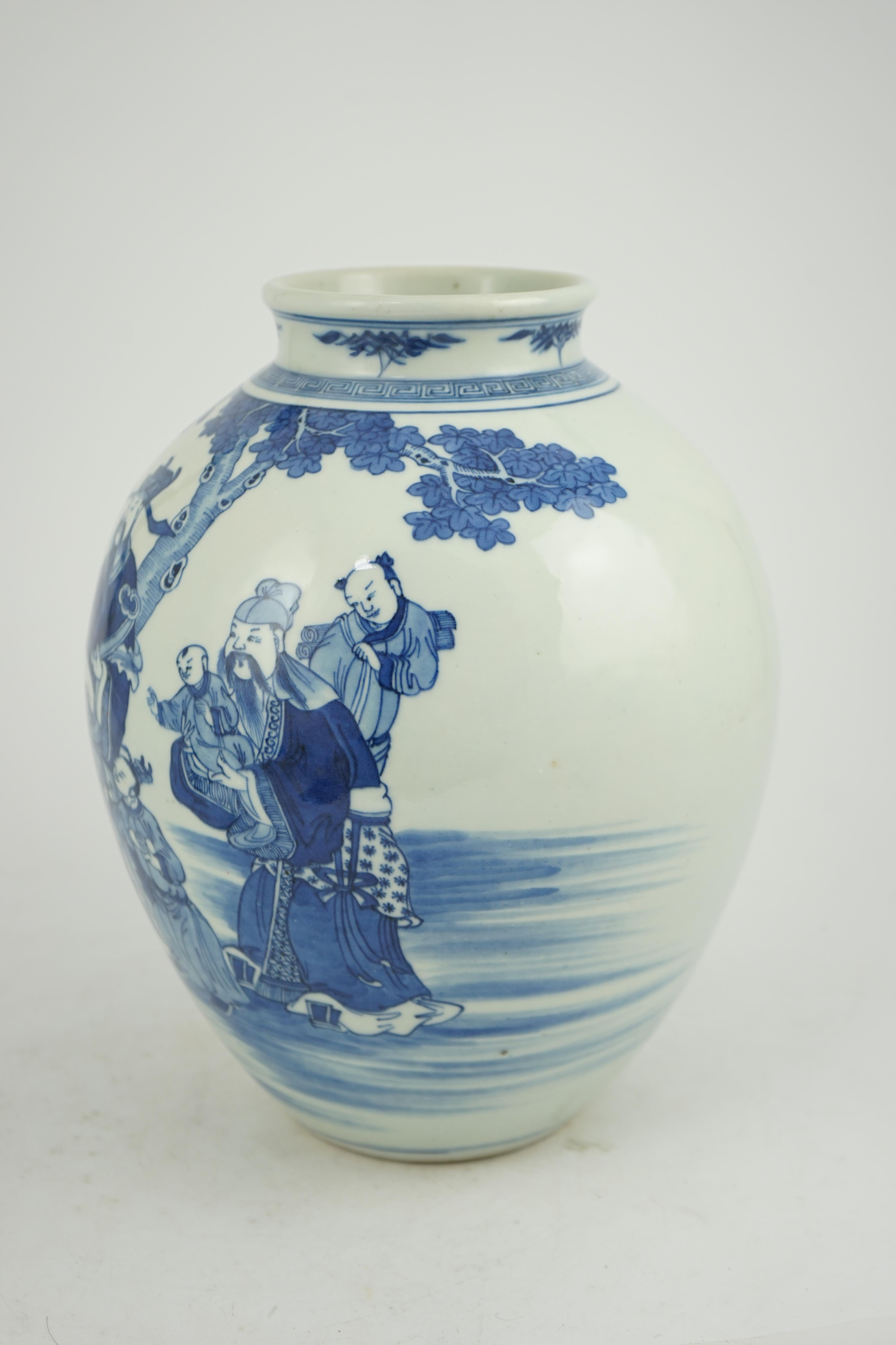 A Chinese blue and white 'Sanxing' ovoid vase, Qianlong period